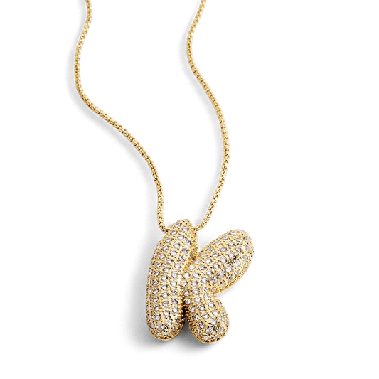 Pave Bubble Initial Necklace