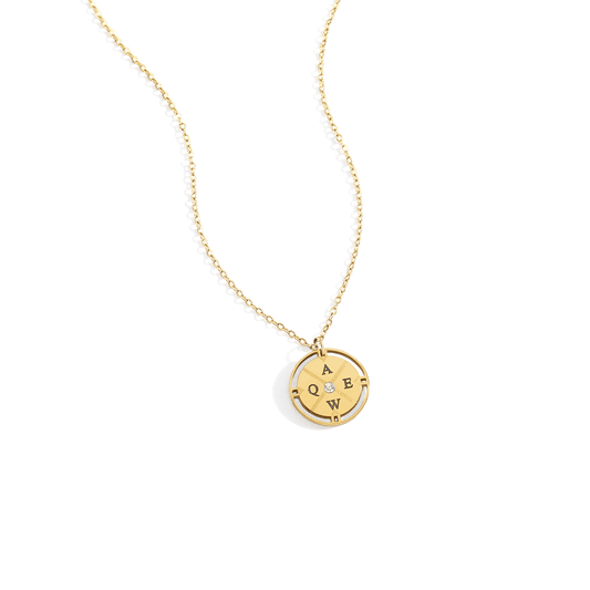 Personalized Mini Compass Pendant Necklace