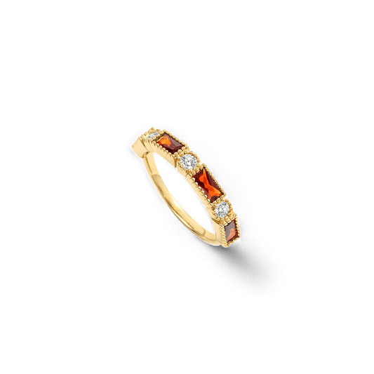 Personalized Round and Baguette Birthstone Ring