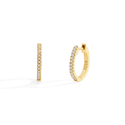 Small Dainty PavĂ© Huggie Hoop Earrings