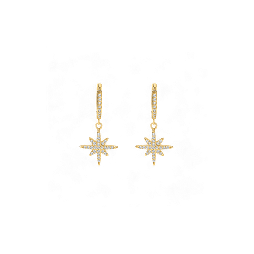Starburst Drop Huggie Earrings