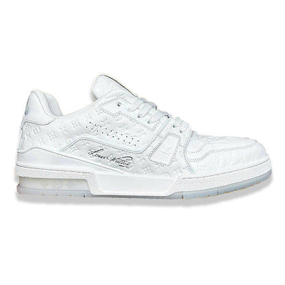 Louis Vuitton LV Trainer Sneaker â€“ Triple White Monogram Embossed Edition
