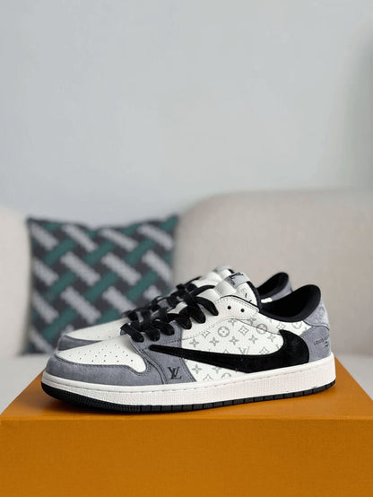 LV x Air Jordan 1 OG SP Travis Scott x Fragment Grey Black Sneaker