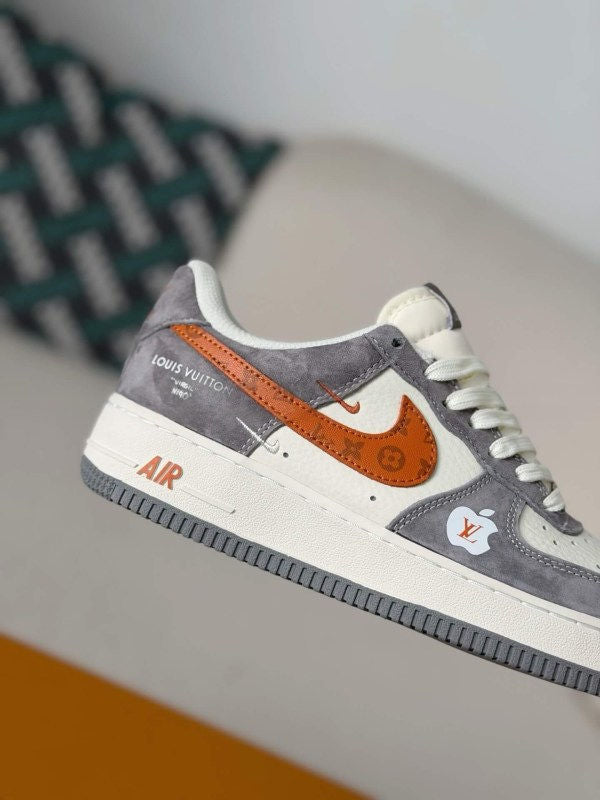 LV x Nike Air Force 1 Low â€œGrey Monogram Orange Swooshâ€