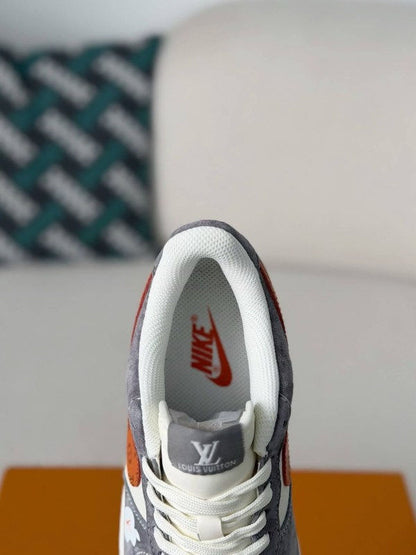 LV x Nike Air Force 1 Low â€œGrey Monogram Orange Swooshâ€