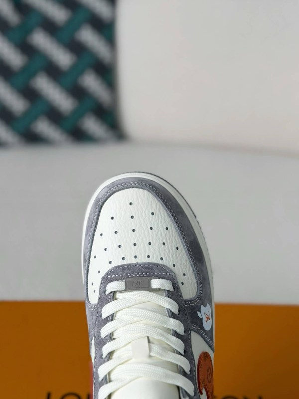 LV x Nike Air Force 1 Low â€œGrey Monogram Orange Swooshâ€