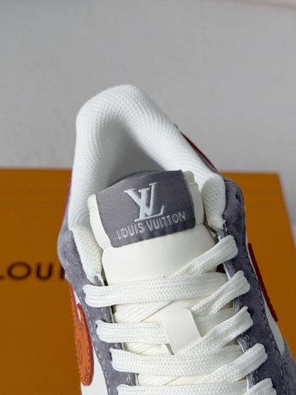 LV x Nike Air Force 1 Low â€œGrey Monogram Orange Swooshâ€