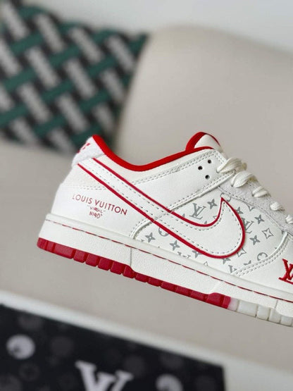 LV x Nike Dunk Low â€œNike By Youâ€ Custom Sneaker Red White