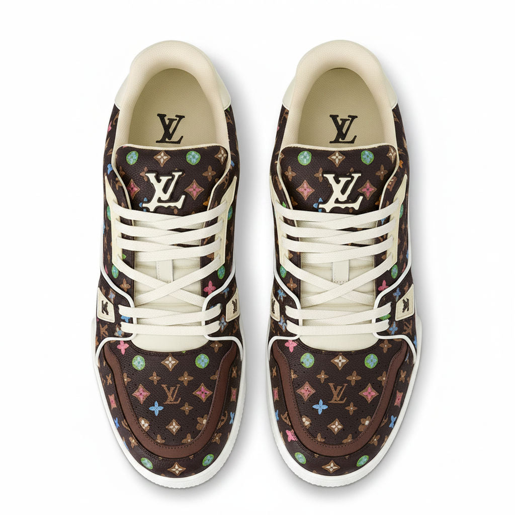 Louis Vuitton x Tyler the Creator - LV Trainers Monogram-Printed Grained Calf Leather Mocha Brown
