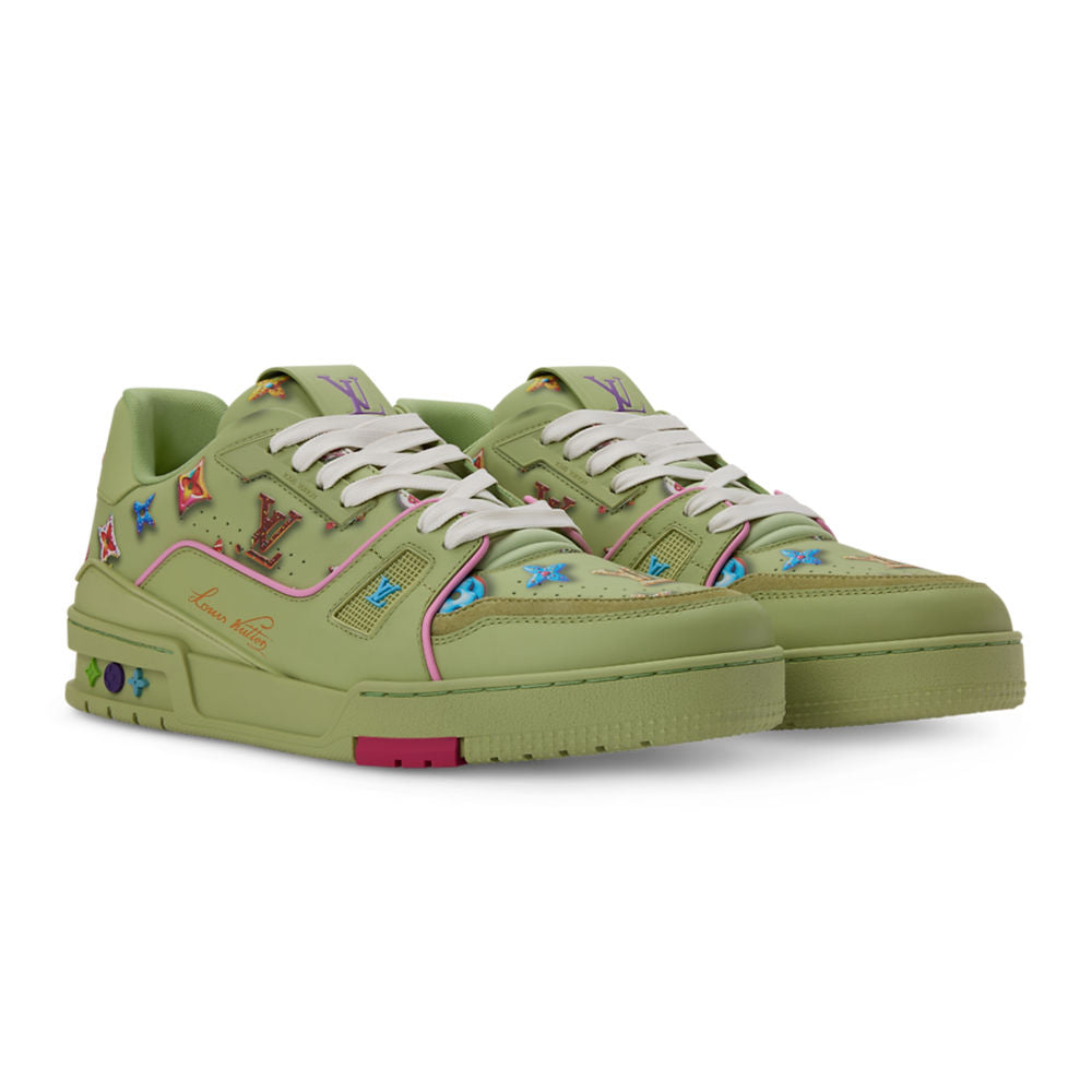LV Trainer Sneaker Coordinates With The Seasonâ€™s Monogram Donuts Green