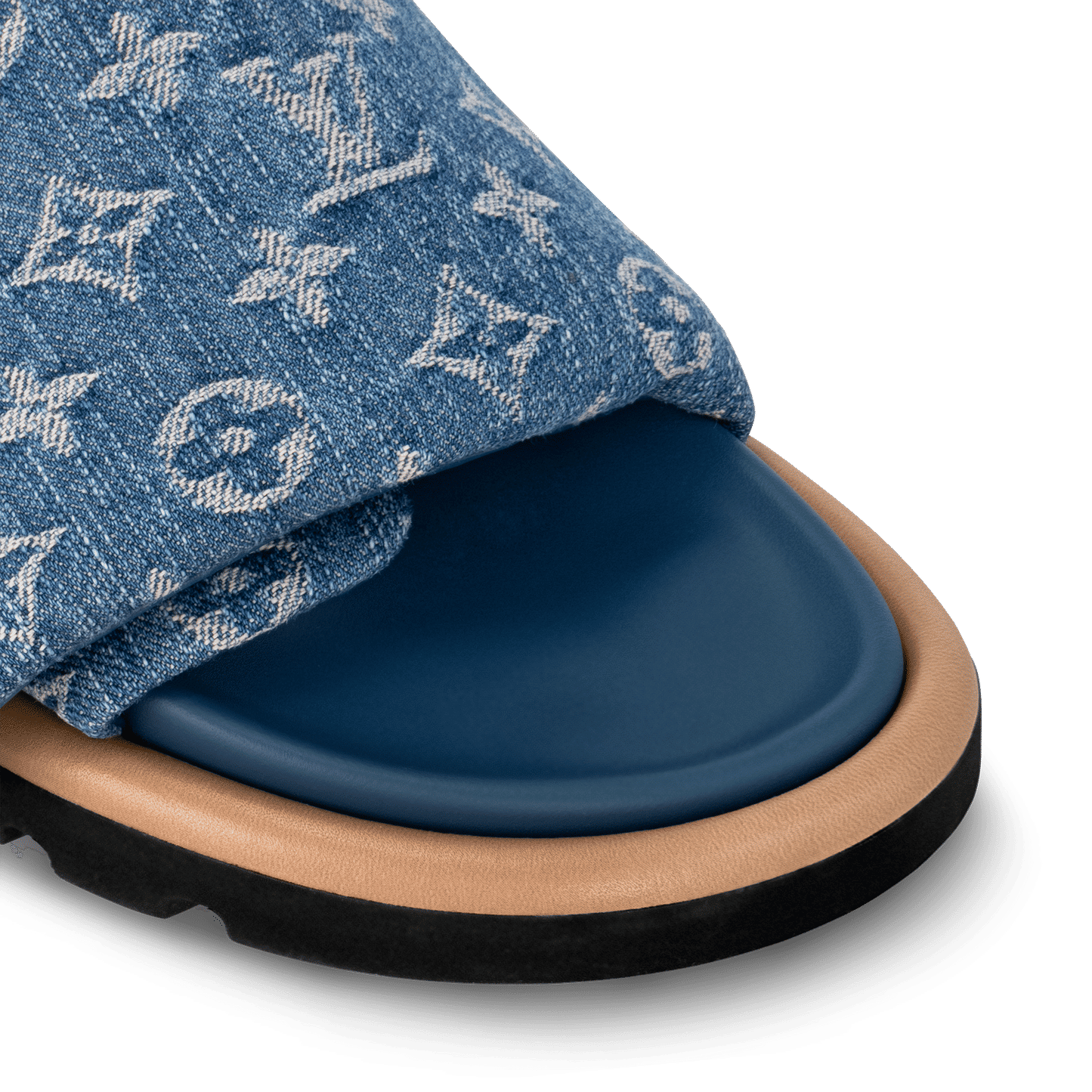 LV Pool Pillow Flat Comfort Mule Blue Denim