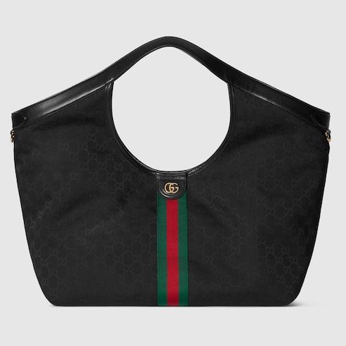 Large Tote Bag With GG Canvas And Leather Trim