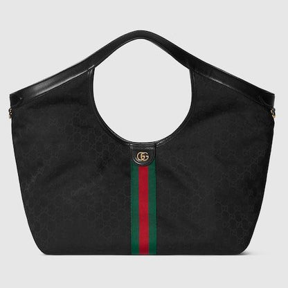 Large Tote Bag With GG Canvas And Leather Trim