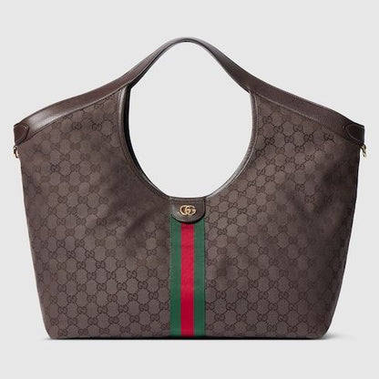 Women's Large Tote Bag With Canvas And Leather Trim