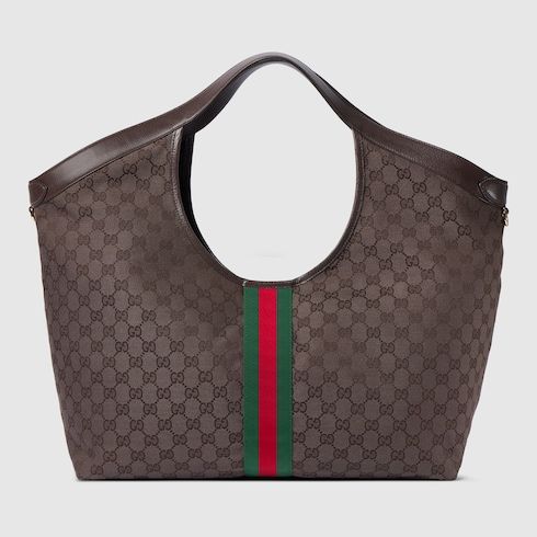 Women's Large Tote Bag With Canvas And Leather Trim