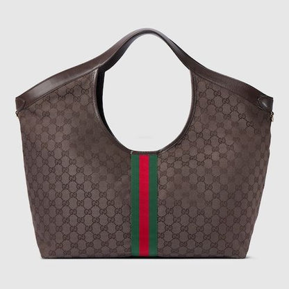 Women's Large Tote Bag With Canvas And Leather Trim