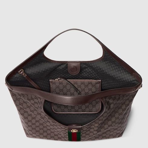 Women's Large Tote Bag With Canvas And Leather Trim