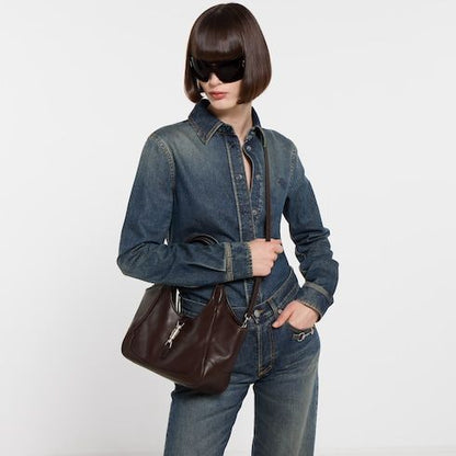 Women's Small Mercato Tote Bag With Soft Leather And Piston Closure