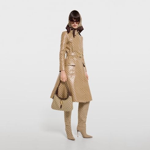 Women's Medium Jackie Bag With GG Canvas And Piston Closure