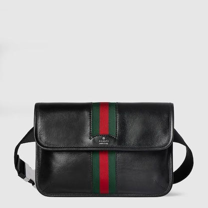Small Belt Bag With Web And Leather