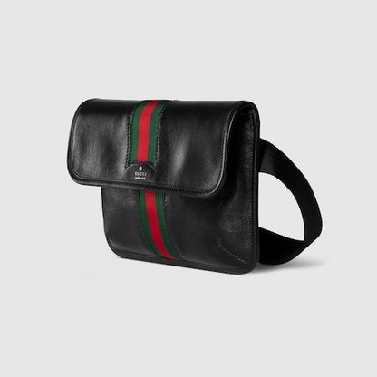 Small Belt Bag With Web And Leather