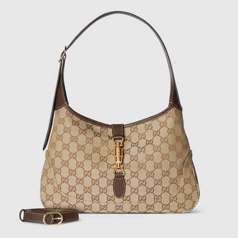 Women's Medium Jackie Bag With GG Canvas And Piston Closure