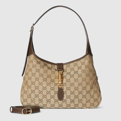 Women's Medium Jackie Bag With GG Canvas And Piston Closure