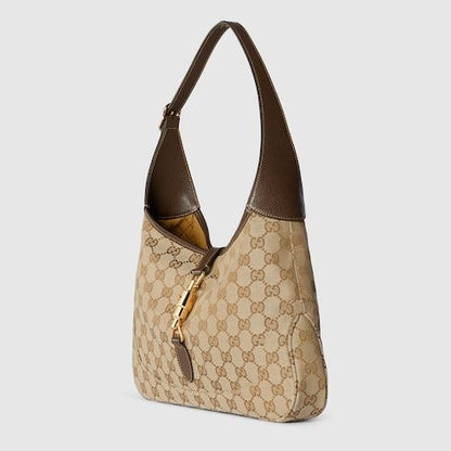 Women's Medium Jackie Bag With GG Canvas And Piston Closure