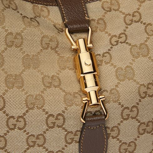 Women's Medium Jackie Bag With GG Canvas And Piston Closure