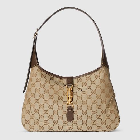 Women's Medium Jackie Bag With GG Canvas And Piston Closure