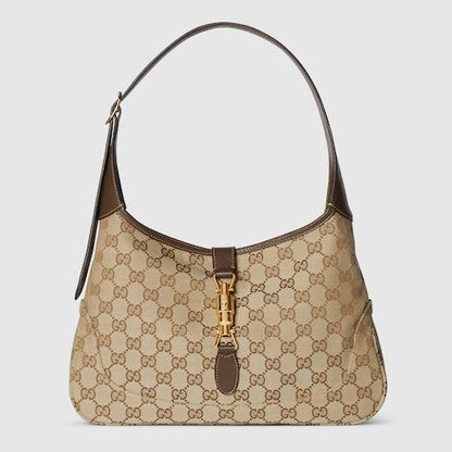 Women's Medium Jackie Bag With GG Canvas And Piston Closure