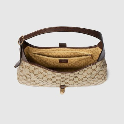 Women's Medium Jackie Bag With GG Canvas And Piston Closure