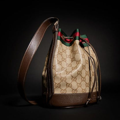 Small Bucket Bag GG Coated Canvas Web