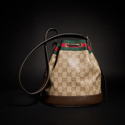 Small Bucket Bag GG Coated Canvas Web