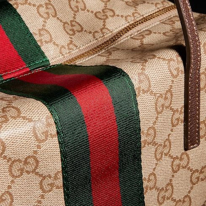Medium Boston Bag With Web GG Coated Canvas