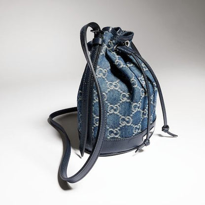 Mini Bucket Bag With GG Denim And Gucci Plaque