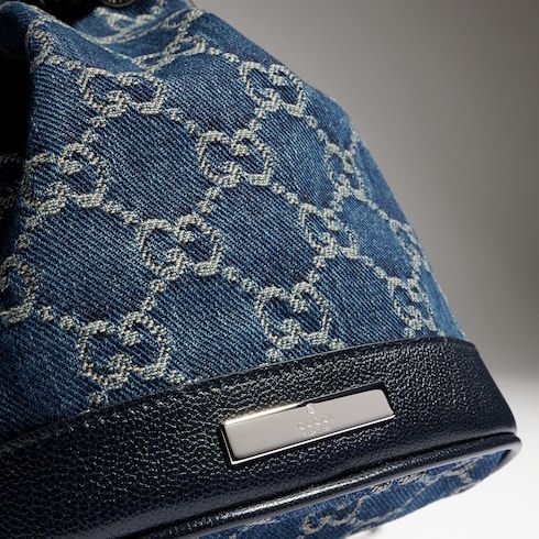 Mini Bucket Bag With GG Denim And Gucci Plaque