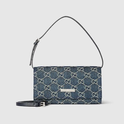 Small Pouch With Strap And Denim