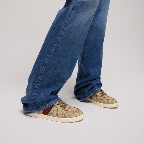 Women's Stretch Low-Top Sneaker with GG Canvas