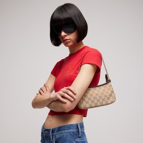 Gossip Small Shoulder Bag With GG Canvas