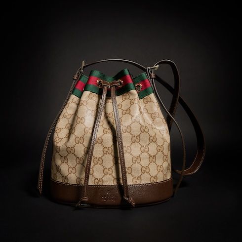 Small Bucket Bag GG Coated Canvas Web