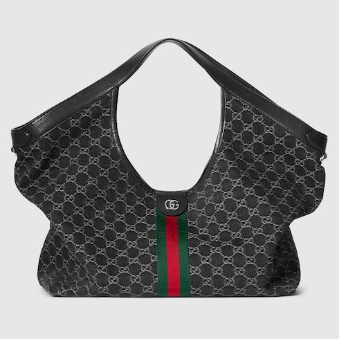 Large Tote Bag With GG Denim Leather Trim