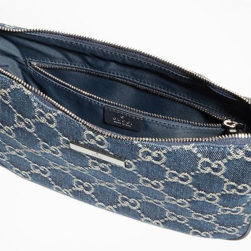Lady Lunetta Small Shoulder Bag GG Denim With Logo Plaque