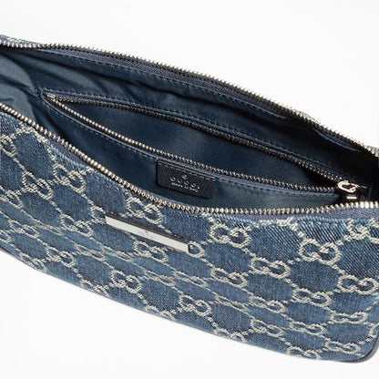 Lady Lunetta Small Shoulder Bag GG Denim With Logo Plaque
