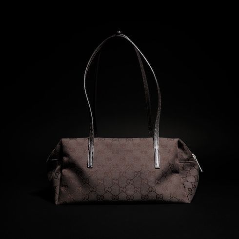 Medium Boston Bag With GG Canvas And Web
