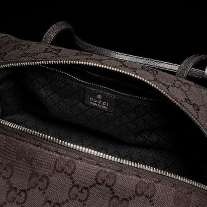 Medium Boston Bag With GG Canvas And Web