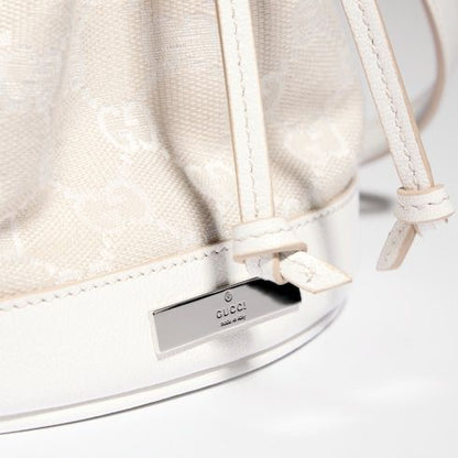 Mini Bucket Bag With GG Denim And Logo Plaque