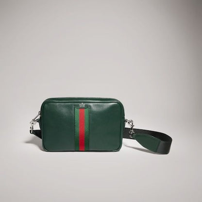 Men's Small Crossbody Bag With Leather And Web Intarsia