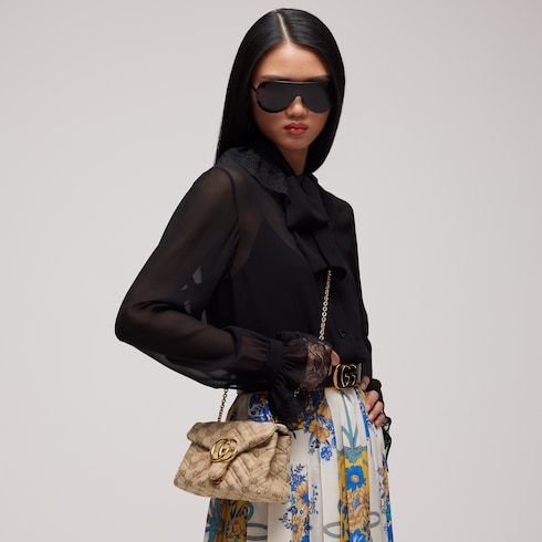 GG Marmont Mini Shoulder Bag GG Canvas With Gold-Toned Hardware