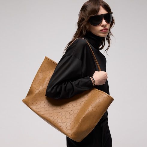 Women's Large Tote Bag With Perforated GG Leather